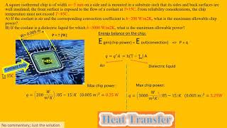 A square isothermal chip is of width w=5 mm on a side and is mounted in a substrate such that its