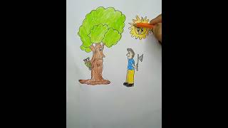 easy drawing save tree save Earth 🌎#drawing #trending #viral #viralvideo