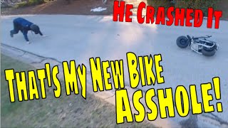 HE CRASHED MY NEW MINI BIKE 212CC