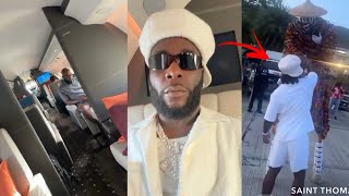 Burna boy Shock Davido as he Arrive Saint Thomas with his New Private jet