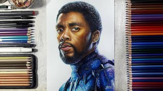 วาดแบล็คแพนเธอร์ Drawing Black Panther - Chadwick Boseman | Fame Art