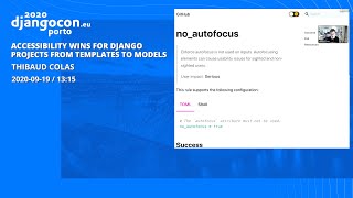 DjangoCon 2020 | Accessibility wins for Django projects - Thibaud Colas