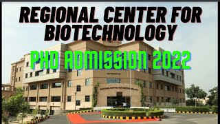 Ph.D Admission 2022|Ph.D New Notification 2022|Ph.D admission in Regional Centre for Biotechnology