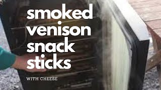 Smoked Venison Snack Sticks with cheese in Masterbuilt Smoker