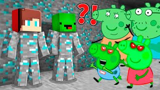 JJ and Mikey HIDE From Peppa Pig Zombie family in Minecraft Challenge - Maizen