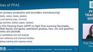 ITRC PFAS Production, Uses, Sources and Site Characterization