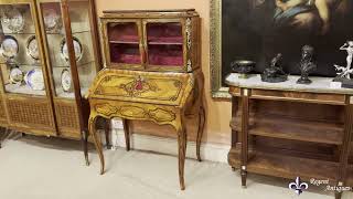 Antique French Bonheur du Jour in Kingwood with Marquetry