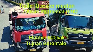 trailer Quester muatan 700sak tronton HINO muatan 600sak @Rajajalananchannel