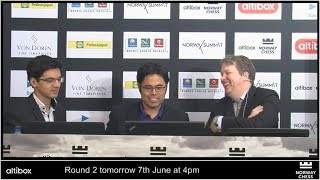 HIKARU NAKAMURA VS ANISH GIRI - ANALYSIS AND INTERVIEW AFTER GAME | NORWAY CHESS 2017 ROUND 1