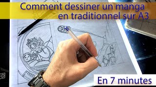 DESSIN MANGA Comment encrer une page de manga ou de bd sur format A4 en traditionnel.