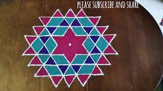 Aishwarya kolam/pooja room rangoli/colour rangoli/kolam/Simple Rangoli