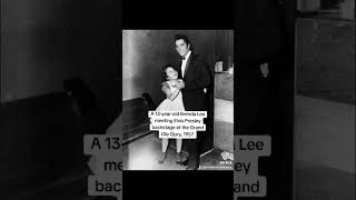 A 13-year-old Brenda Lee meeting Elvis Presley backstage at the Grand Ole Opry, 1957. #history