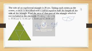 The side of an equilateral triangle is 28 cm Taking each vertex as the centre, a #ssccgl #malayalam