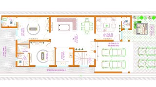 30' X 90' House Plan | 30 by 90 home Plan | 30*90 Double Story House|map with 5BHK Parking #viral