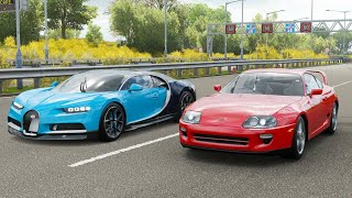 Bugatti Chiron 1500 HP vs Toyota Supra 1400 HP | Acceleration sound 0-300 km/h