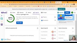 Revisar reportes en Kahoot