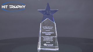 Blue Star Crystal Trophy K9214 - Free Engraving & Deluxe Gift Box