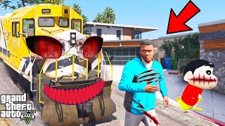 Franklin And Shinchan Attacked By Cursed Killer Train In GTA V (part-1)