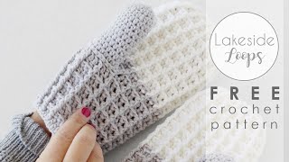 Watson Waffle Mittens FREE Crochet Pattern Video Tutorial