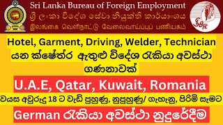 U.A.E, Qatar, Kuwait, Romania යන රටවල් සඳහා විදේශ රැකියා අවස්ථා