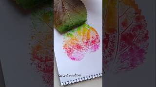 Easy Colourful Leaf painting😱🌈🍃 #shorts #paintinghacks #art #creative #youtubeshorts #bmartcreations