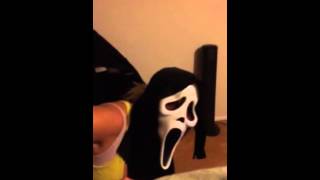 Mom with a scream mask scares the crap out of a 6 year old