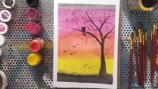 Easy Watercolor Painting For beginners Step by step tutorial Easy Drawing #art #artwork #viral