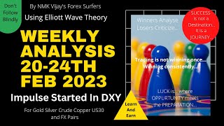 Elliott Wave Analysis For Gold Silver Crude Copper US30 BTC And FX Pairs  For 20-24th Feb 2023