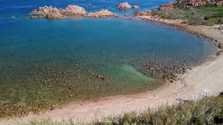 Spiaggia di Cala Canneddi o Cala Rossa (Isola Rossa - Sardinia) aerial drone