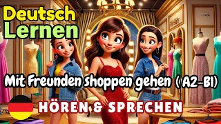 Mit Freunden shoppen gehen A2-B1 | Deutsch Lernen | Hören & Sprechen | Geschichte & Wortschatz