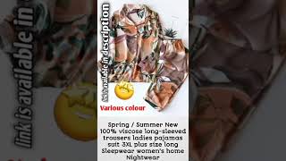 Spring / Summer New 100% viscose long-sleeved trousers ladies pajama #short #shortvideo #shortsbeta