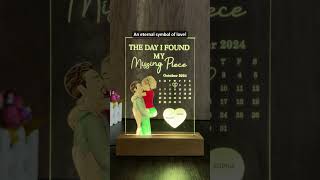 The Day I Found My Missing Piece Kissing Couples Calendar | Personalized 3D Led Light Wooden Base