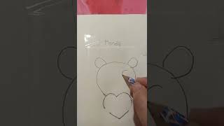 cute panda 🐼 with heart❤️ easy drawing painting 🎨#viral #youtubeshorts #drawing