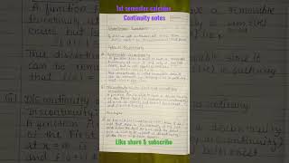 # sem 1 calculus continuity notes # bsc maths hons. # ggu exam notes # viral# like & subscribe