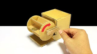 How to make Coin Box Save Money From Cardboard | ออมสินล้อหมุนเหรียญ