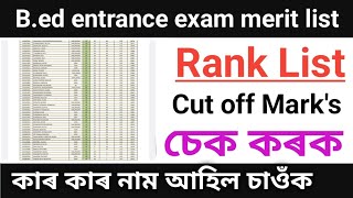 Guwahati University b.ed entrance Exam Merit list finally published 2022.