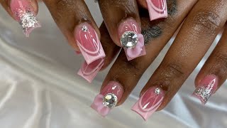 Short double French nails # frenchnails #pinknails#nailtutorials#beginnerfriendlynailsvideos#nails