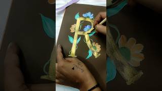 Letter designing with flowers || creative ideas #creativity #shortvideo #shorts #acrylic  #art