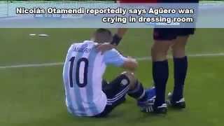 Sergio Aguero Man City striker injured playing for Argentina footage