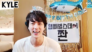 [Озвучка by Kyle] Трансляция Джина в день рождения на Vlive "Jin's birthday!🎂&Super Tuna🐟Showcase"