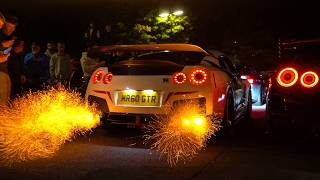 GTR's TAKEOVER Car Meet With Flames! - Modified Cars Leaving a Car Meet!