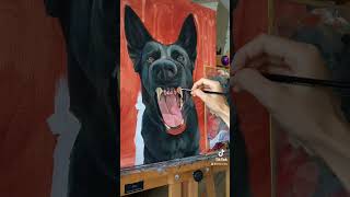 Dod Portrait Oil Painting. Art. Artwork. Oil on canvas. German Shepherd Portrait