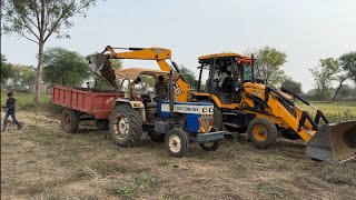 JCB 3DX Going Farm Making || JCB 3DX Loading Soil Into Swaraj 735 FE And Mahindra B 275 Di 475 Di