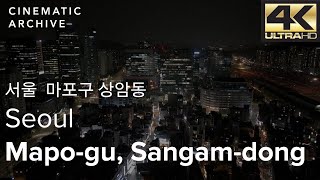 고화질 드론으로 감상하는 서울 마포구 상암동의 방송국 거리 야경 Part1 / 4K Drone at night, Seoul, Mapo-gu, Sangam-dong