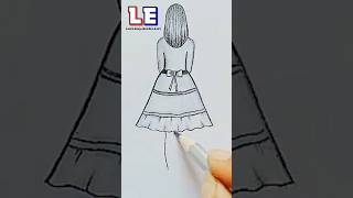 Backside Sketch of girl wearing beautiful dress 👗 #shorts #satisfying #art #drawing #foryou #fyp