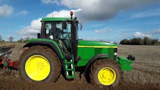 22 year old  John Deere 6810,ploughing in suffolk