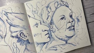 Sketchbook session - pen portrait sketches