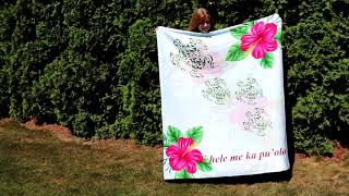 Hibiscus and Honu (Hawaiian Turtle) super soft Throw Blanket - E hele me ka pu’olo  Size - 50" X 60"