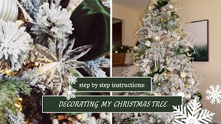 Decorating My Flocked Christmas Tree: step by step! 🌲❄️🎄