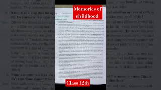 Memories of childhood class 12 th English ncert questions answers NCERT solutions videos ytshorts